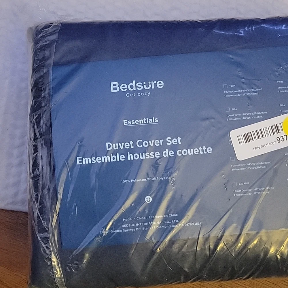 Bedsure navy blue duvet cover 2 sham covers Cal King  3pc set Zipper close New…